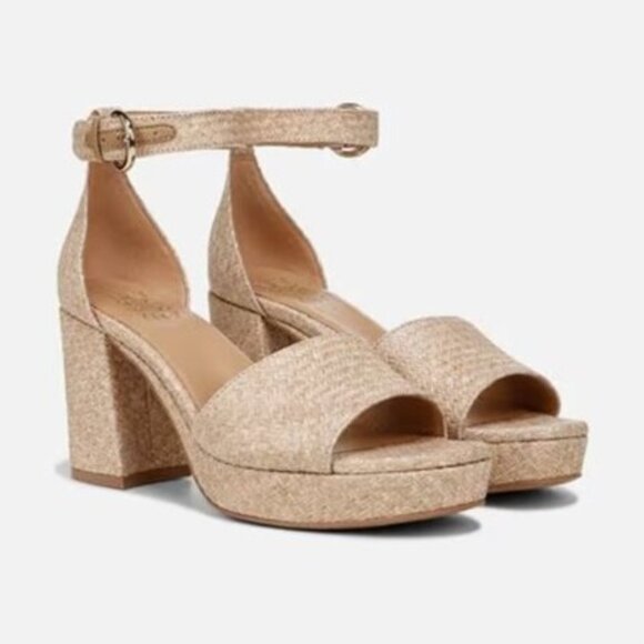 Naturalizer Pearlyn Platform Dress Sandal in Wheat Woven Fabric Great Cond - 10 - Picture 1 of 12